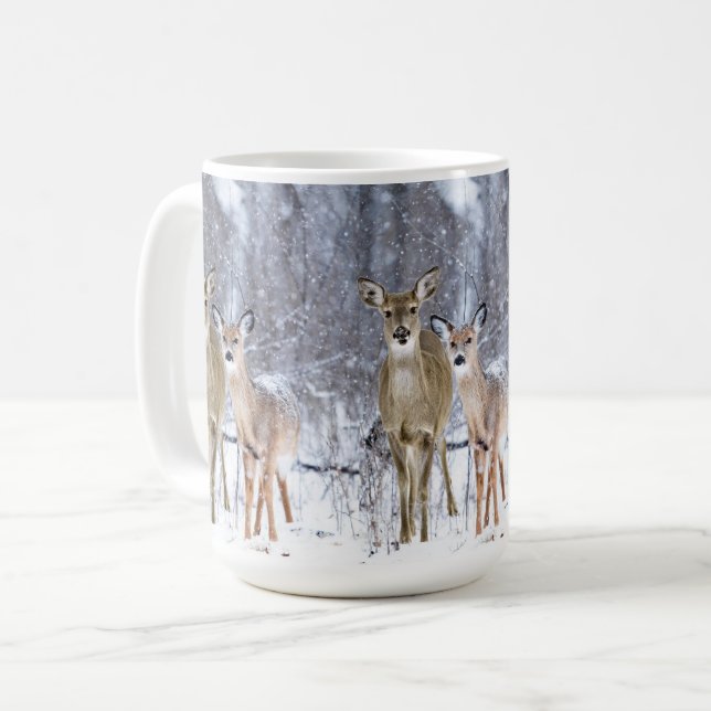 Winter Wonderland with Whitetail Deer Holiday Coffee Mug (Front Left)