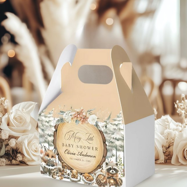 Winter Wonderland Woodland Animals Baby Shower Favor Boxes (Creator Uploaded)