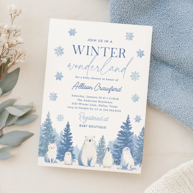 Winter Wonderland Woodland Animals Baby Shower Invitation (Creator Uploaded)