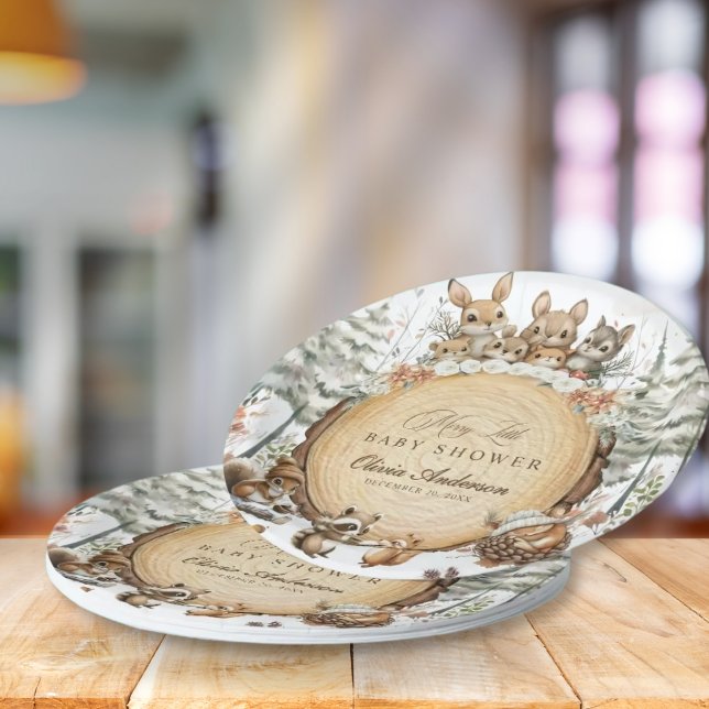 Winter Wonderland Woodland Animals Baby Shower Paper Plates (Creator Uploaded)