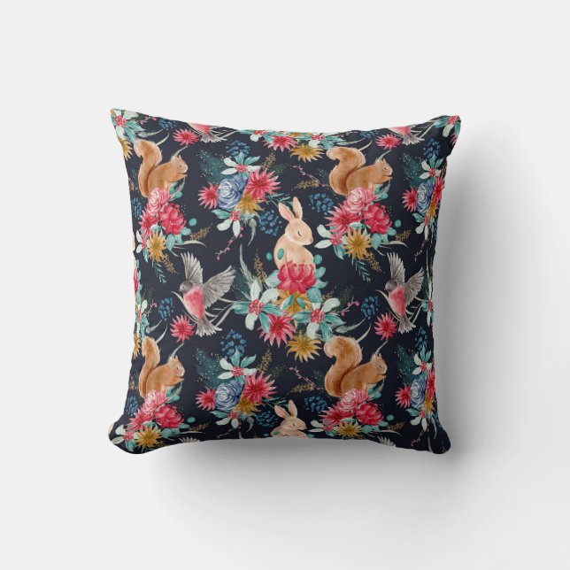 Winter Wonderland Woodland Animals Christmas Throw Pillow (Front)