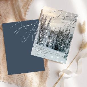 Winter Wonderland Woodland Snow Script Wedding Invitation