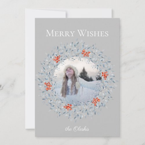 Winter Wonderland Wreath Flat Holiday Photo Card