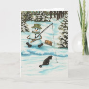 Winter Wonders Snowman Gone Fishing By Bihrle Holiday Card at Zazzle