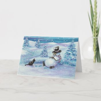 Winter Wonders Snowman Snooze Card By Bihrle by AmyLynBihrle at Zazzle