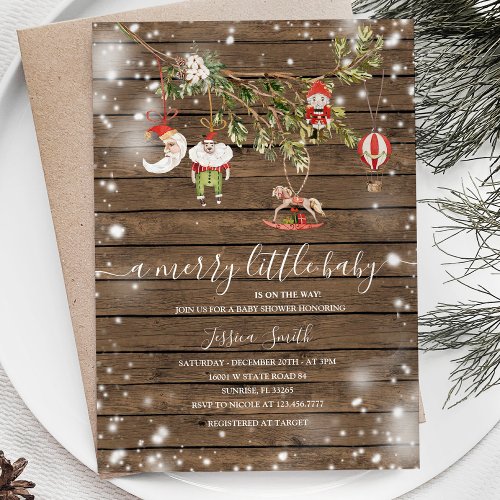 Winter Wood Ornaments Holiday Party Invite