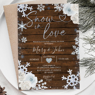 Winter Wood Snow in Love Snowflake Bridal Shower Invitation