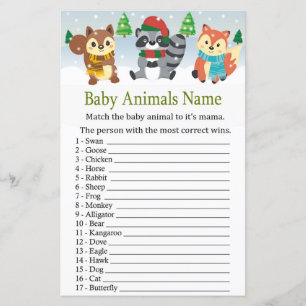 winter woodland animal Baby Animals Name Game