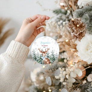 Winter Woodland Animal Baby First birthday  Ceramic Ornament