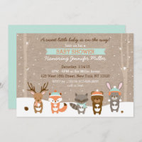 Winter Woodland Animal Baby Shower Invitation