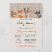 Winter Woodland Animal Baby Shower Invitation