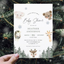 Winter Woodland Animal Baby Shower Invitation