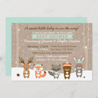 Winter Woodland Animal Baby Shower Invitation