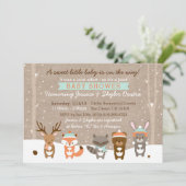 Winter Woodland Animal Baby Shower Invitation (Standing Front)