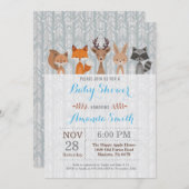 Winter Woodland Animal Boy Baby Shower Invitation (Front/Back)