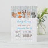 Winter Woodland Animal Boy Baby Shower Invitation (Standing Front)
