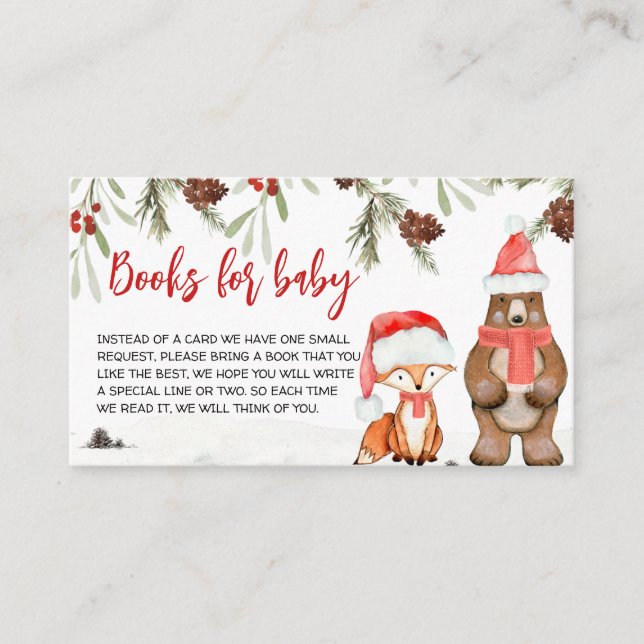 Winter Woodland Animal Cold Outside Books for Baby Enclosure Card (Front)