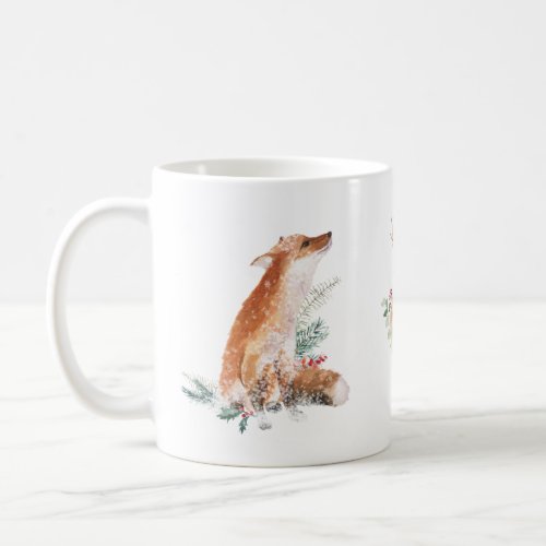 Winter Woodland Animal Fox Deer Hare Mug