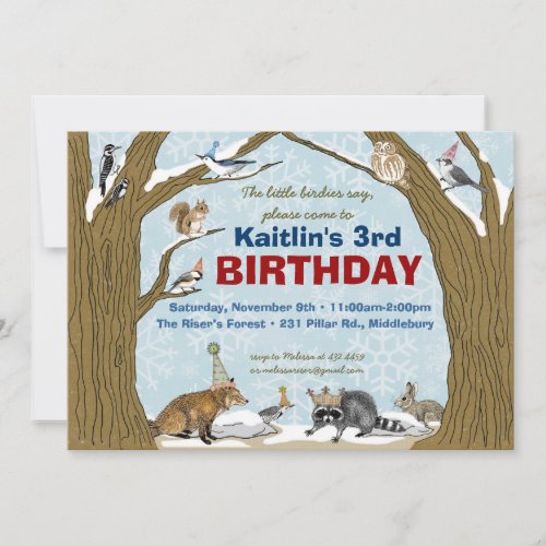 Winter Woodland Animal Party Invitation