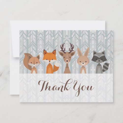 Winter Woodland Animal Thank You Card