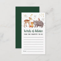 Winter Woodland Animal Words of Advice Baby Shower Enclosure Card