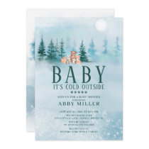 Winter Woodland Animals Baby It's Cold Outside Invitation