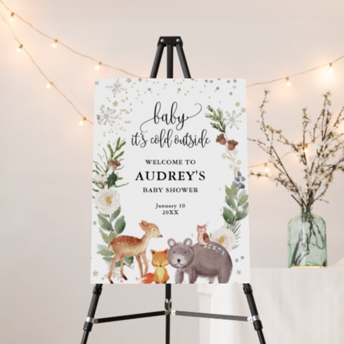 Winter Woodland Animals Baby Its Cold Welcome Foam Board