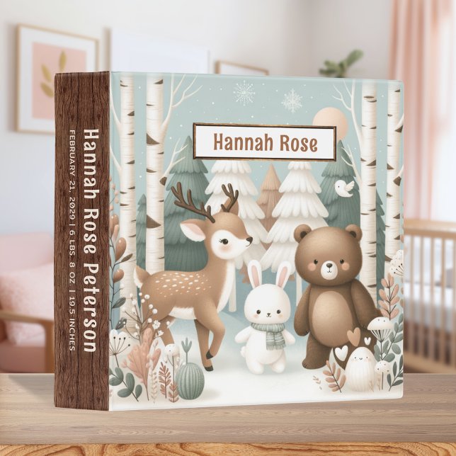 Winter Woodland Animals Baby Photo Album 3 Ring Binder (Creator Uploaded)