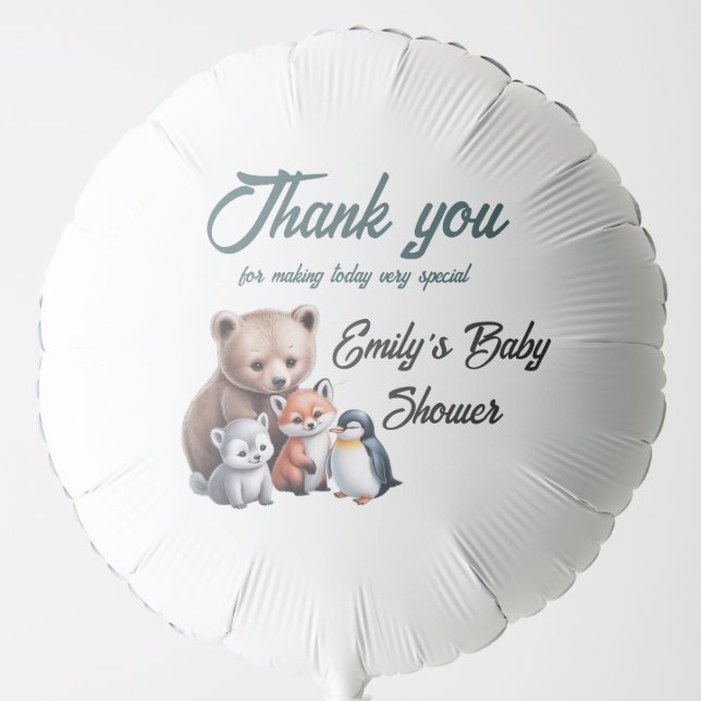 Winter Woodland Animals Baby Shower Balloon (Front)