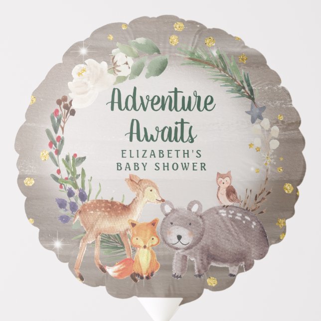 Winter Woodland Animals Baby Shower Balloon (Front)