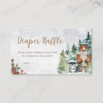 Winter Woodland Animals Baby Shower Diaper Raffle Enclosure Card