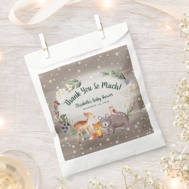 Winter Woodland Animals Baby Shower Favor Bag (Clipped)