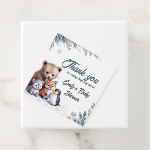 Winter Woodland Animals Baby Shower Favor Tag