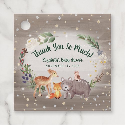 Winter Woodland Animals Baby Shower Favor Tags