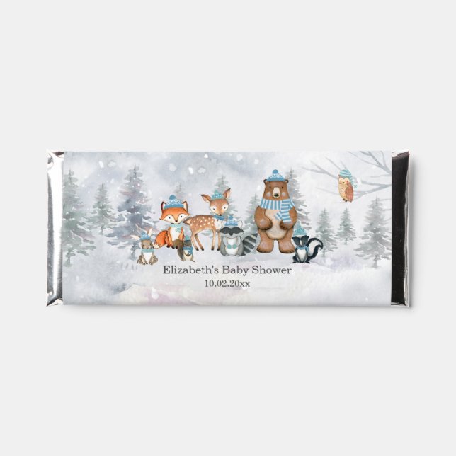 Winter Woodland Animals Baby Shower  Hershey Bar F (Front)