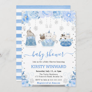 Winter Woodland Animals Baby Shower Invitation