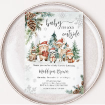 Winter Woodland Animals Baby Shower Invitation