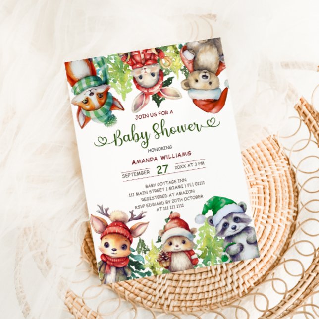 Winter Woodland Animals Baby Shower Invitation (Creator Uploaded)