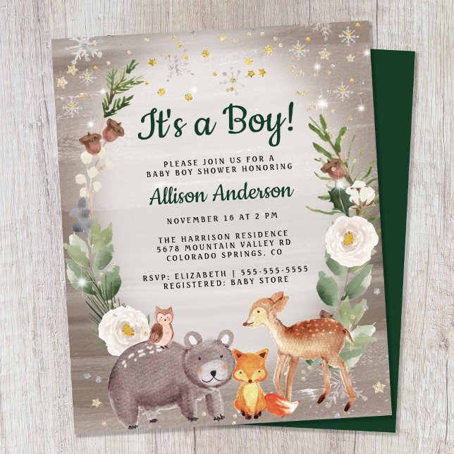 Winter Woodland Animals Baby Shower Invitation (Creator Uploaded)