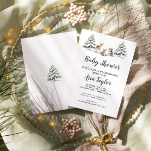 Winter Woodland Animals Baby Shower Invitation