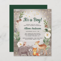 Winter Woodland Animals Baby Shower Invitation