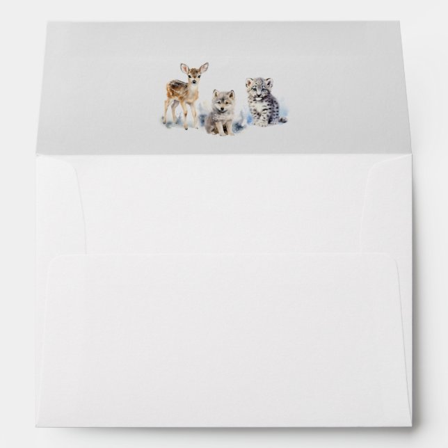 Winter Woodland Animals Baby Shower Invitation Envelope (Back (Bottom))