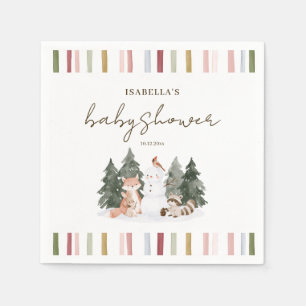 Winter Woodland Animals Baby Shower Napkins