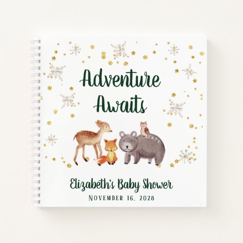Winter Woodland Animals Baby Shower Notebook