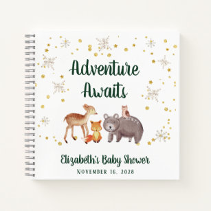 Winter Woodland Animals Baby Shower Notebook