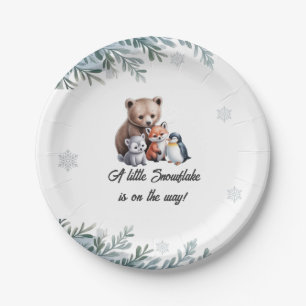 Winter Woodland Animals Baby Shower Paper Plate