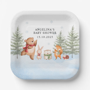 Winter Woodland Animals Baby Shower Paper Plates