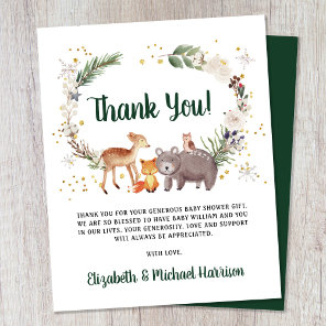 Winter Woodland Animals Baby Shower Thank You Card