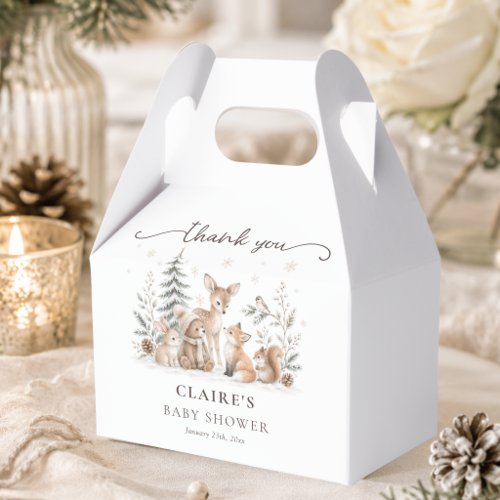 Winter Woodland Animals Baby Shower Thank You Favor Boxes