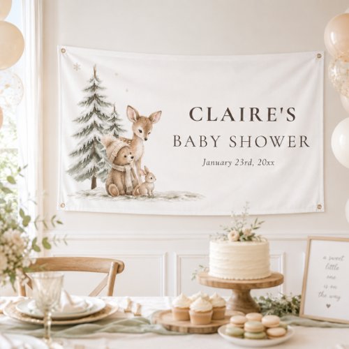 Winter Woodland Animals Baby Shower Welcome Banner